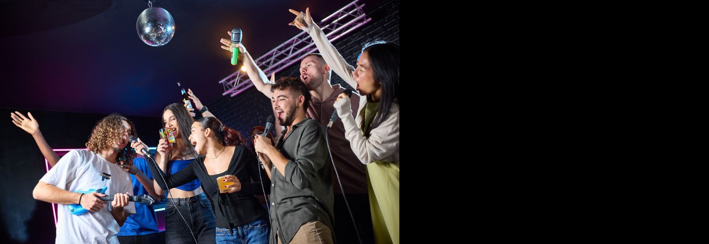 A group of friends celebrating and having fun in BOOM Battle Bar